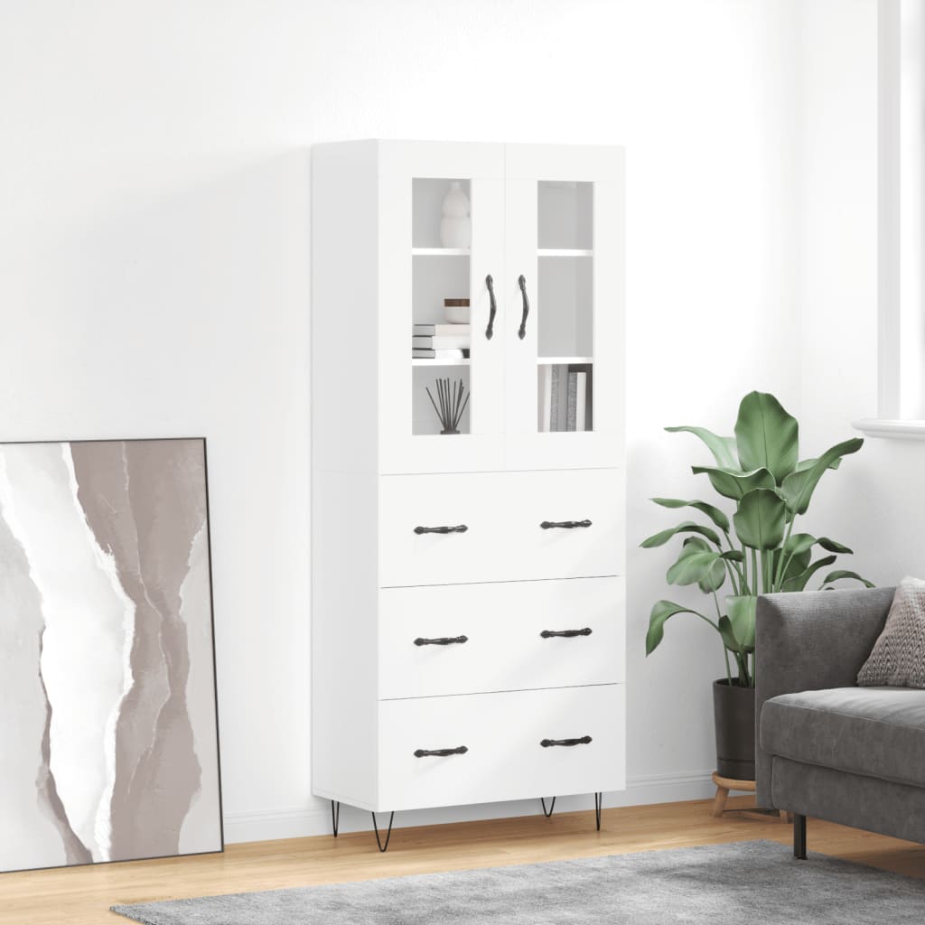 Image Buffet haut Blanc brillant 69,5x34x180 cm Bois d'ingénierie | Xios Store SNC vidaXL Xios Store SNC