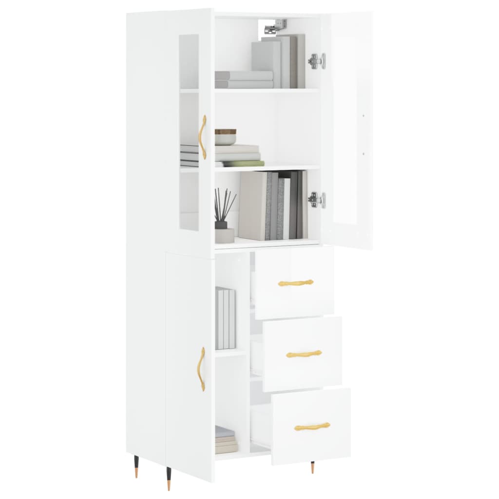 Image Buffet haut Blanc brillant 69,5x34x180 cm Bois d'ingénierie | Xios Store SNC vidaXL Xios Store SNC