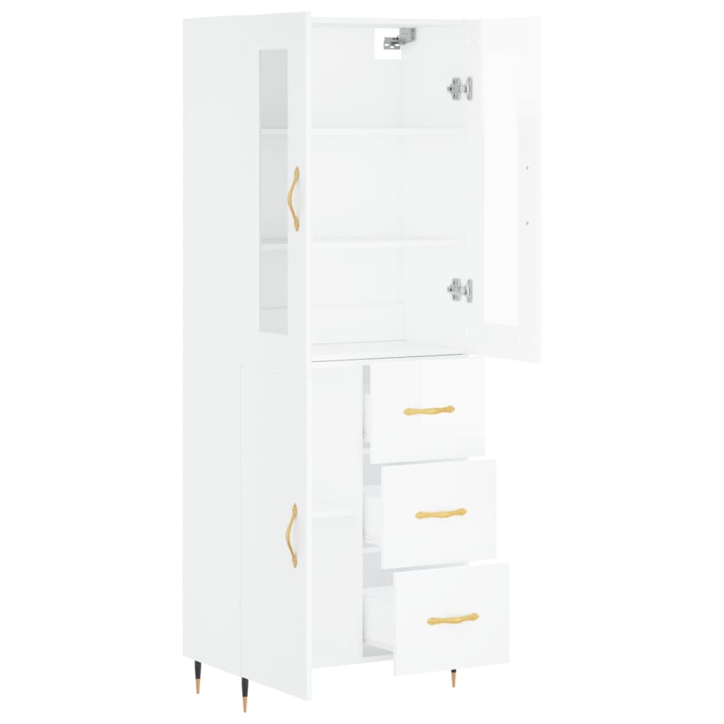 Image Buffet haut Blanc brillant 69,5x34x180 cm Bois d'ingénierie | Xios Store SNC vidaXL Xios Store SNC