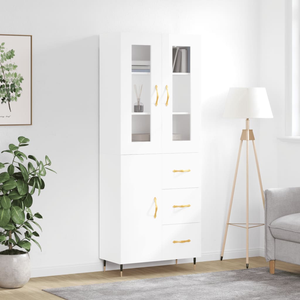 Image Buffet haut Blanc brillant 69,5x34x180 cm Bois d'ingénierie | Xios Store SNC vidaXL Xios Store SNC