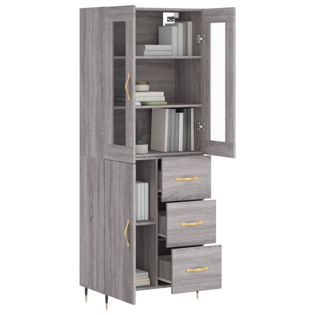 Image Buffet haut Sonoma gris 69,5x34x180 cm Bois d'ingénierie | Xios Store SNC vidaXL Xios Store SNC