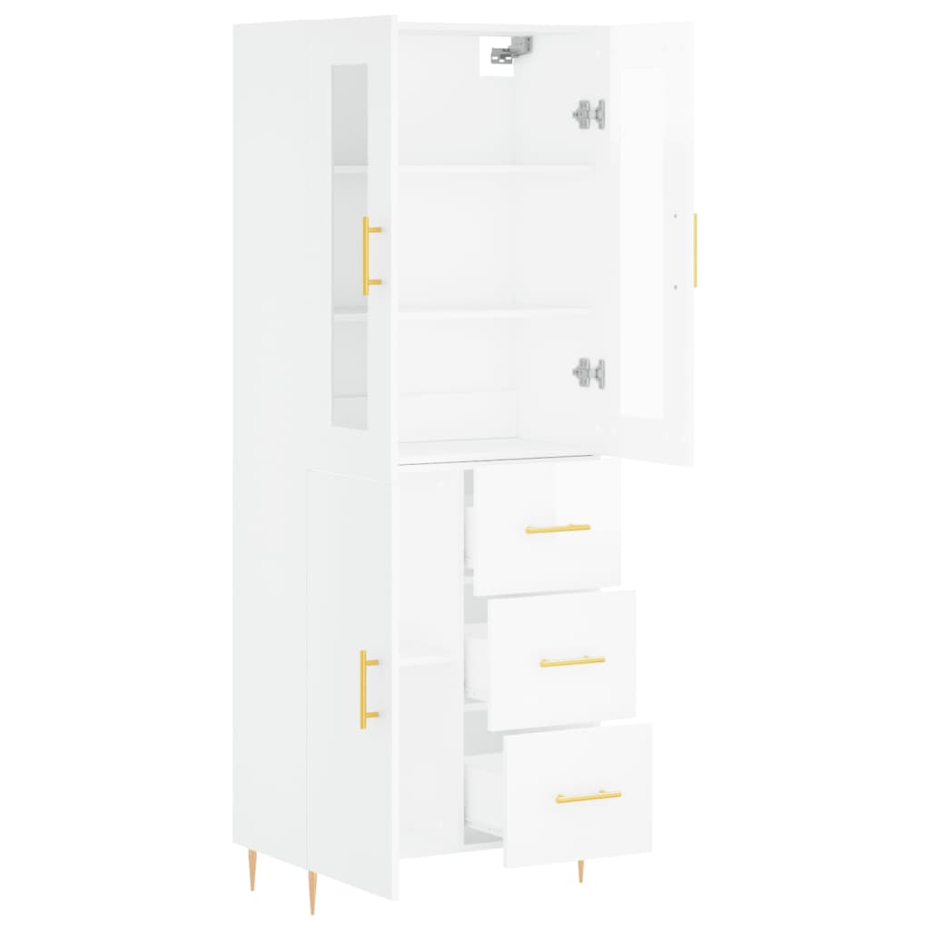 Image Buffet haut Blanc brillant 69,5x34x180 cm Bois d'ingénierie | Xios Store SNC vidaXL Xios Store SNC