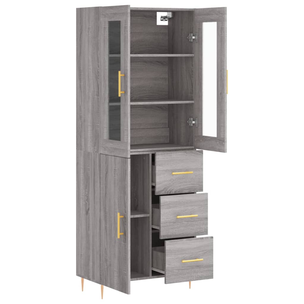 Image Buffet haut Sonoma gris 69,5x34x180 cm Bois d'ingénierie | Xios Store SNC vidaXL Xios Store SNC