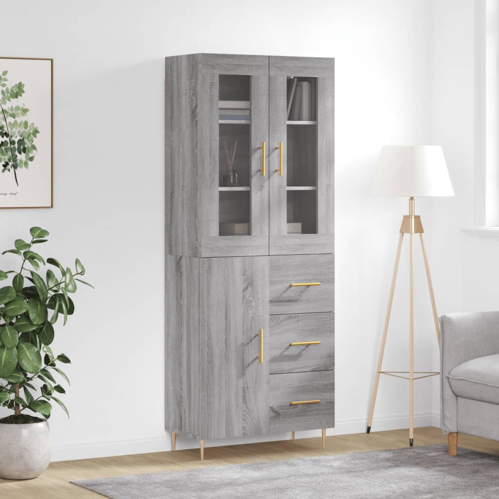 Image Buffet haut Sonoma gris 69,5x34x180 cm Bois d'ingénierie | Xios Store SNC vidaXL Xios Store SNC