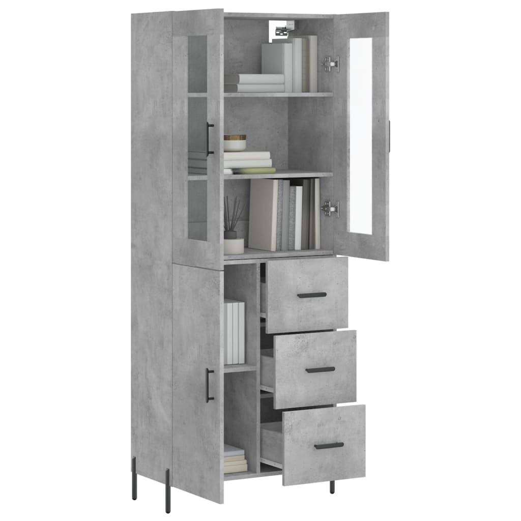 Image Buffet haut Gris béton 69,5x34x180 cm Bois d'ingénierie | Xios Store SNC vidaXL Xios Store SNC