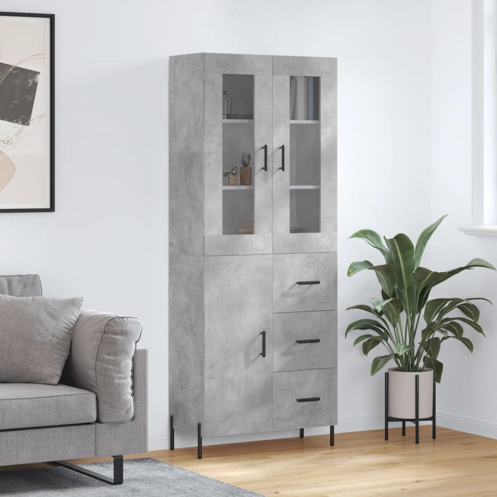 Image Buffet haut Gris béton 69,5x34x180 cm Bois d'ingénierie | Xios Store SNC vidaXL Xios Store SNC