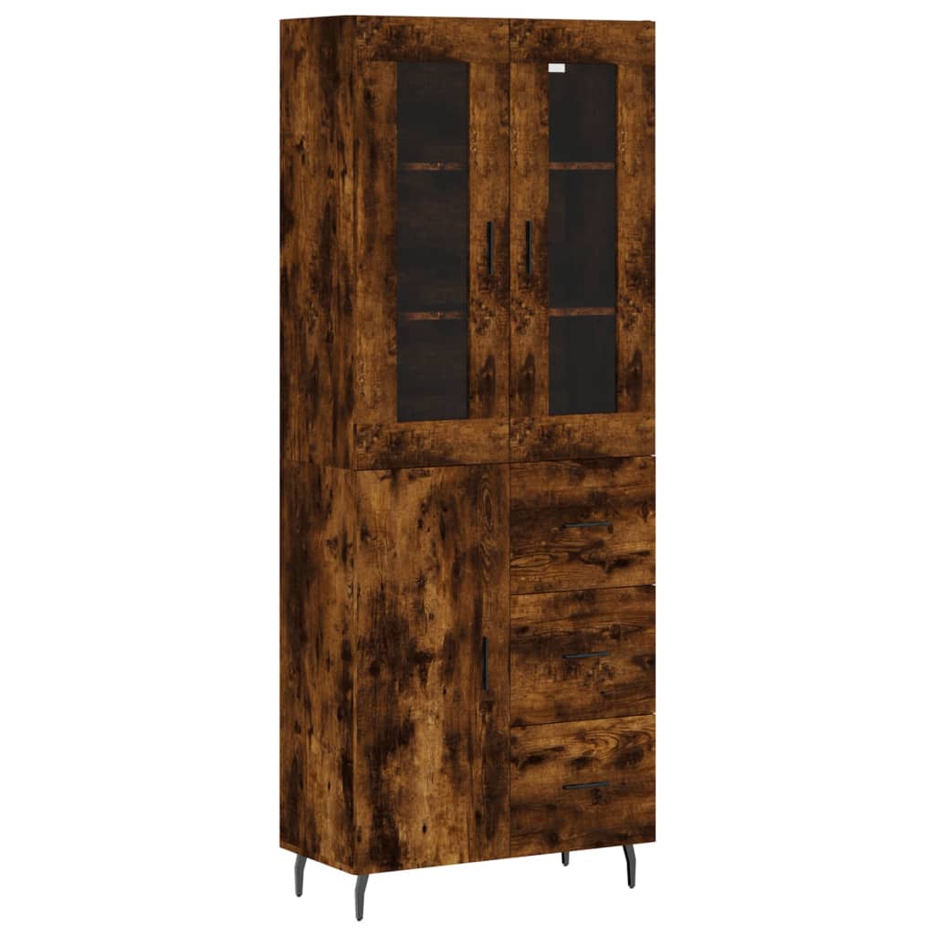 Image Buffet haut Chêne fumé 69,5x34x180 cm Bois d'ingénierie | Xios Store SNC vidaXL Xios Store SNC