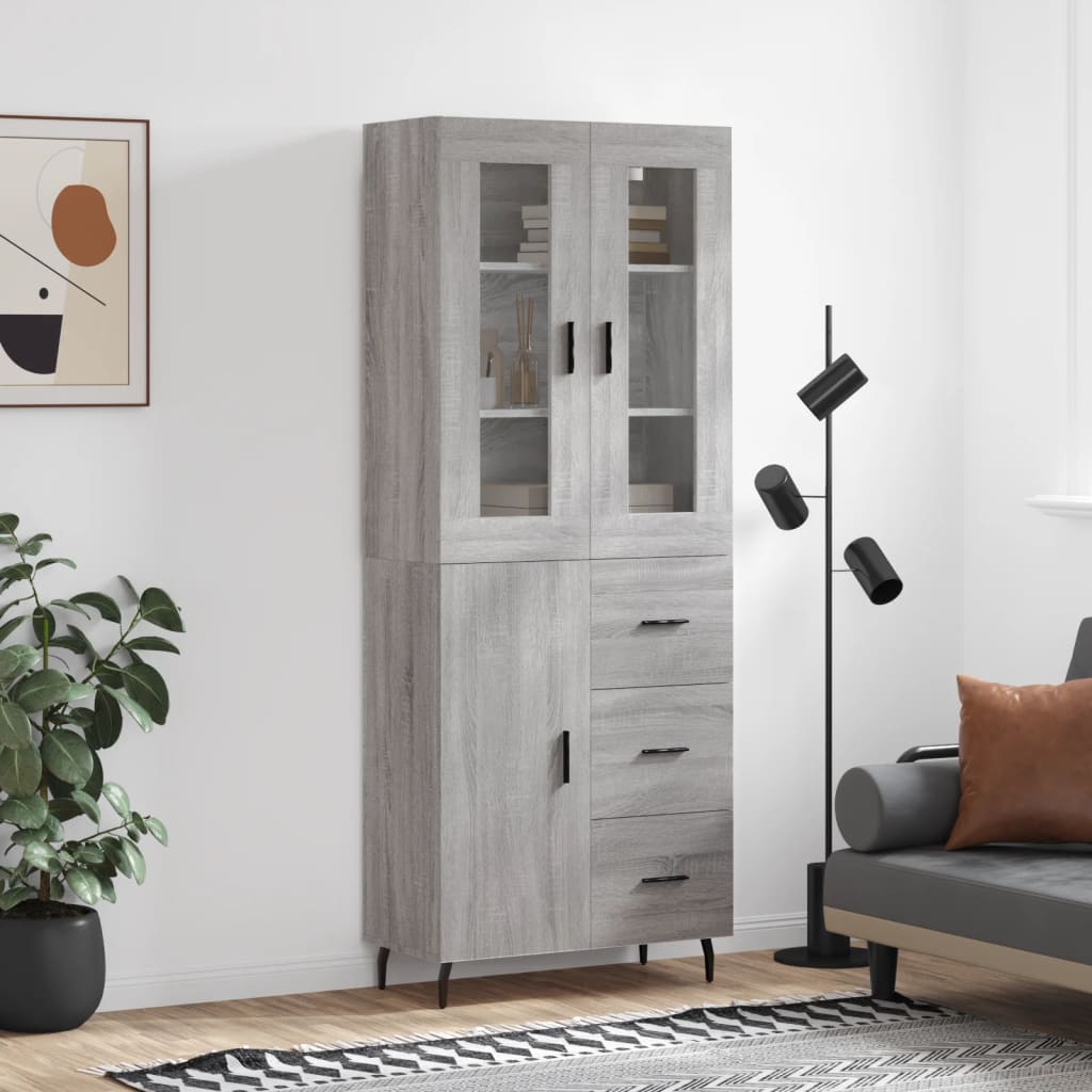 Image Buffet haut Sonoma gris 69,5x34x180 cm Bois d'ingénierie | Xios Store SNC vidaXL Xios Store SNC