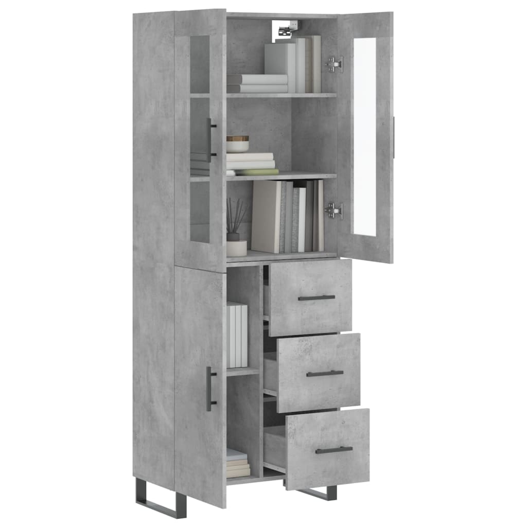 Image Buffet haut Gris béton 69,5x34x180 cm Bois d'ingénierie | Xios Store SNC vidaXL Xios Store SNC