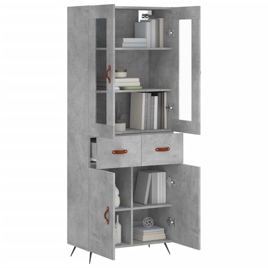 Image Buffet haut Gris béton 69,5x34x180 cm Bois d'ingénierie | Xios Store SNC vidaXL Xios Store SNC