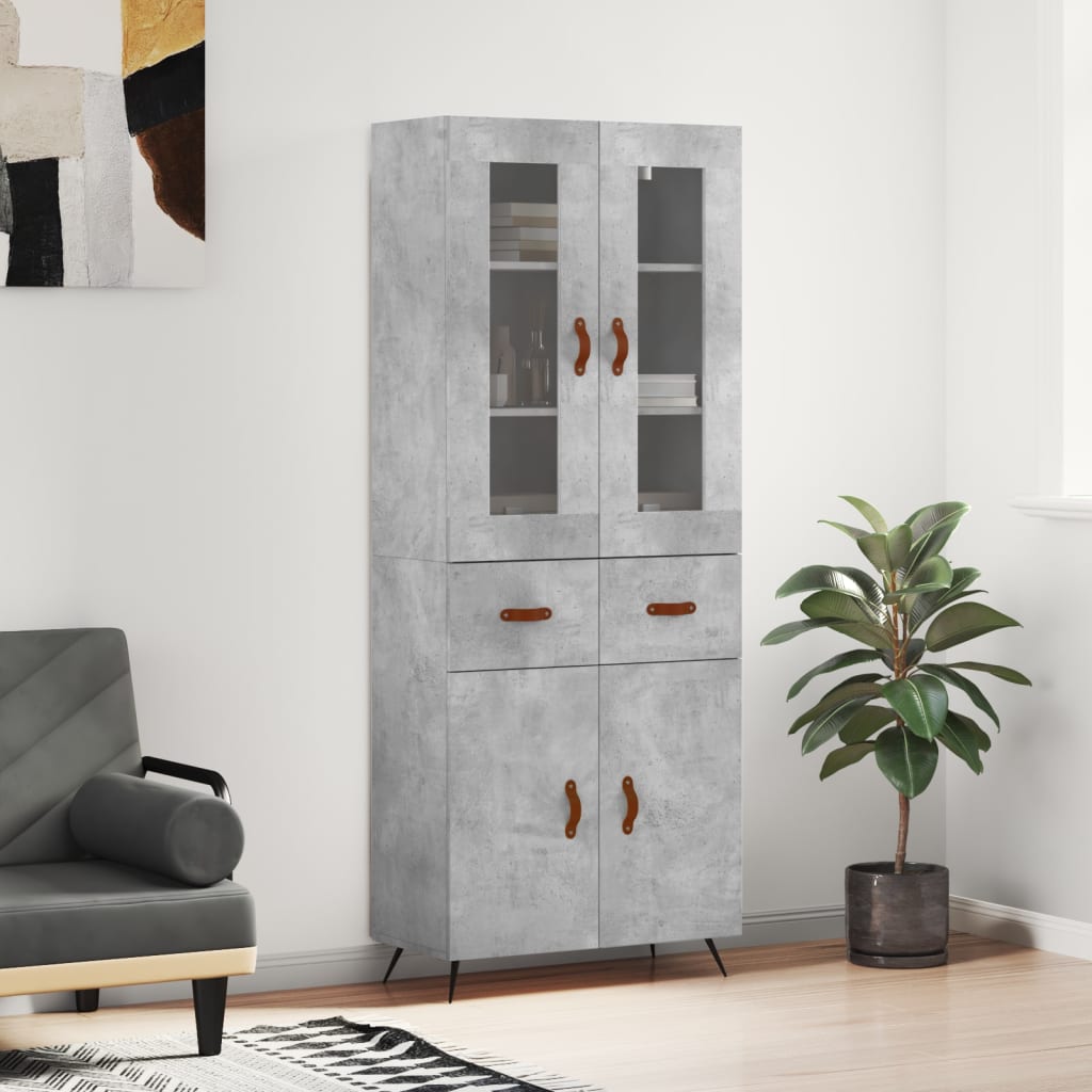 Image Buffet haut Gris béton 69,5x34x180 cm Bois d'ingénierie | Xios Store SNC vidaXL Xios Store SNC