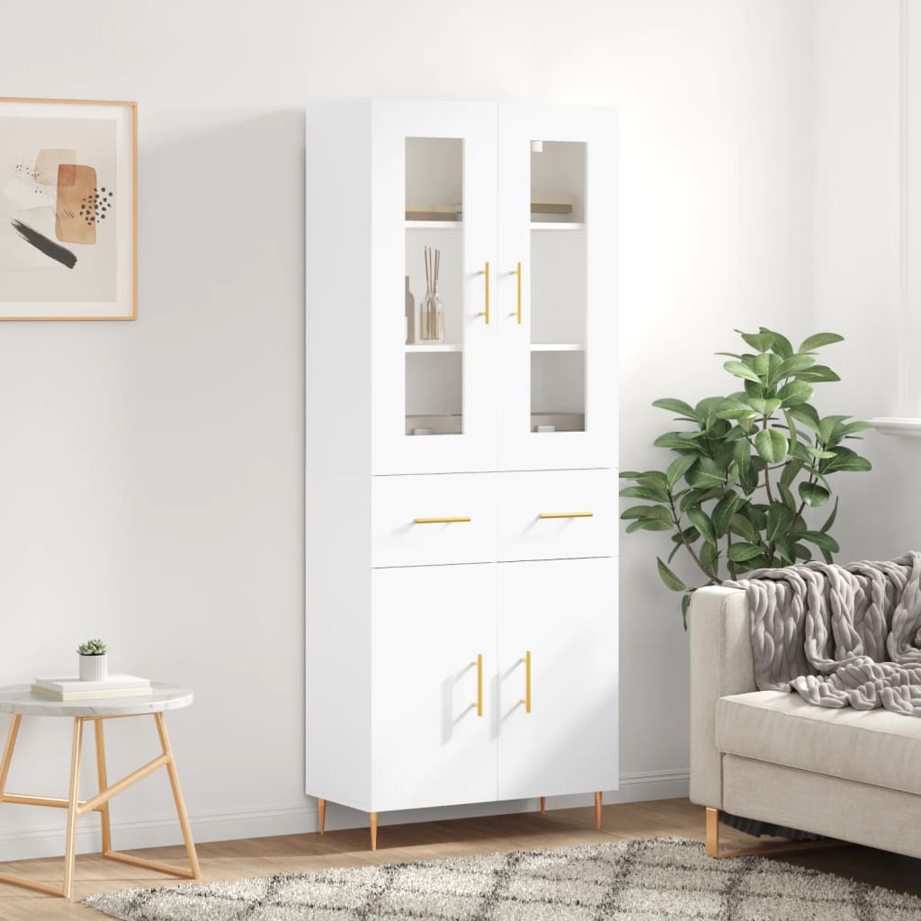 Image Buffet haut Blanc 69,5x34x180 cm Bois d'ingénierie | Xios Store SNC vidaXL Xios Store SNC