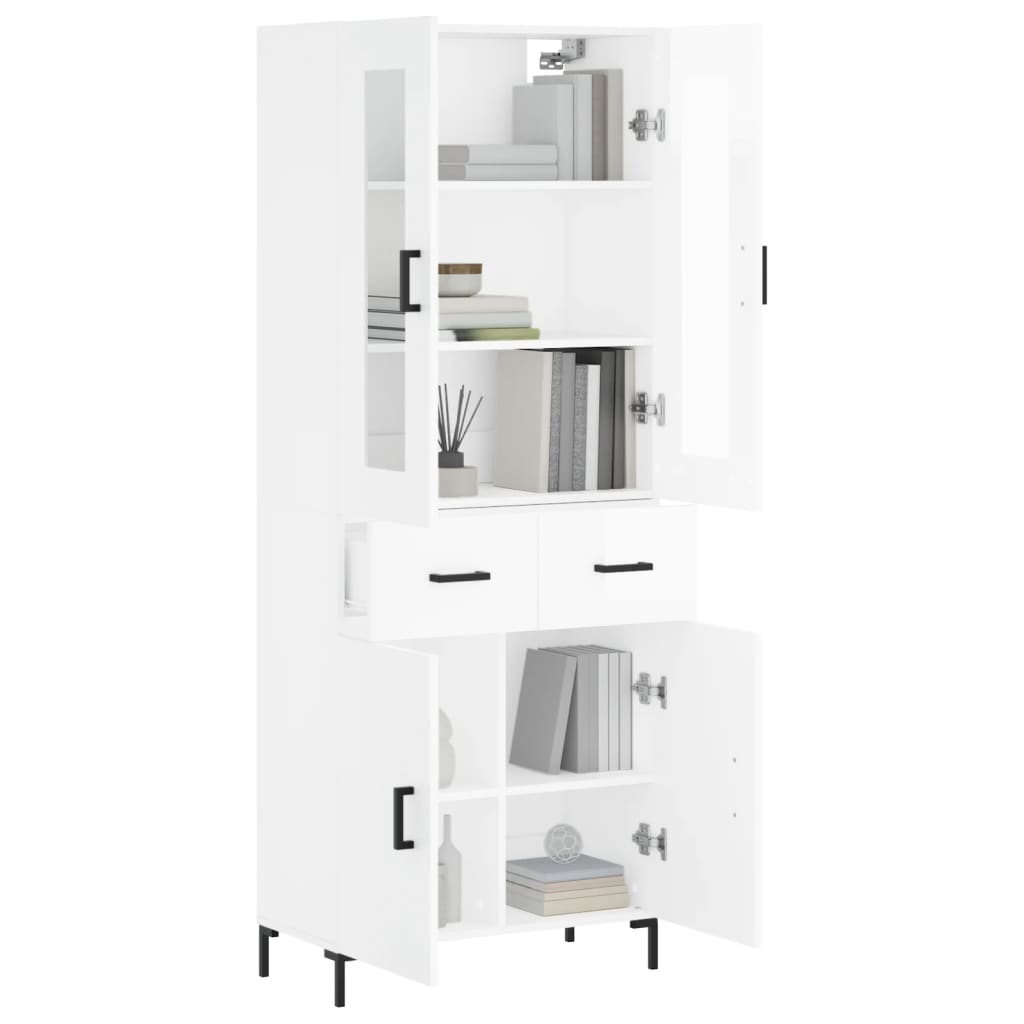 Image Buffet haut Blanc brillant 69,5x34x180 cm Bois d'ingénierie | Xios Store SNC vidaXL Xios Store SNC