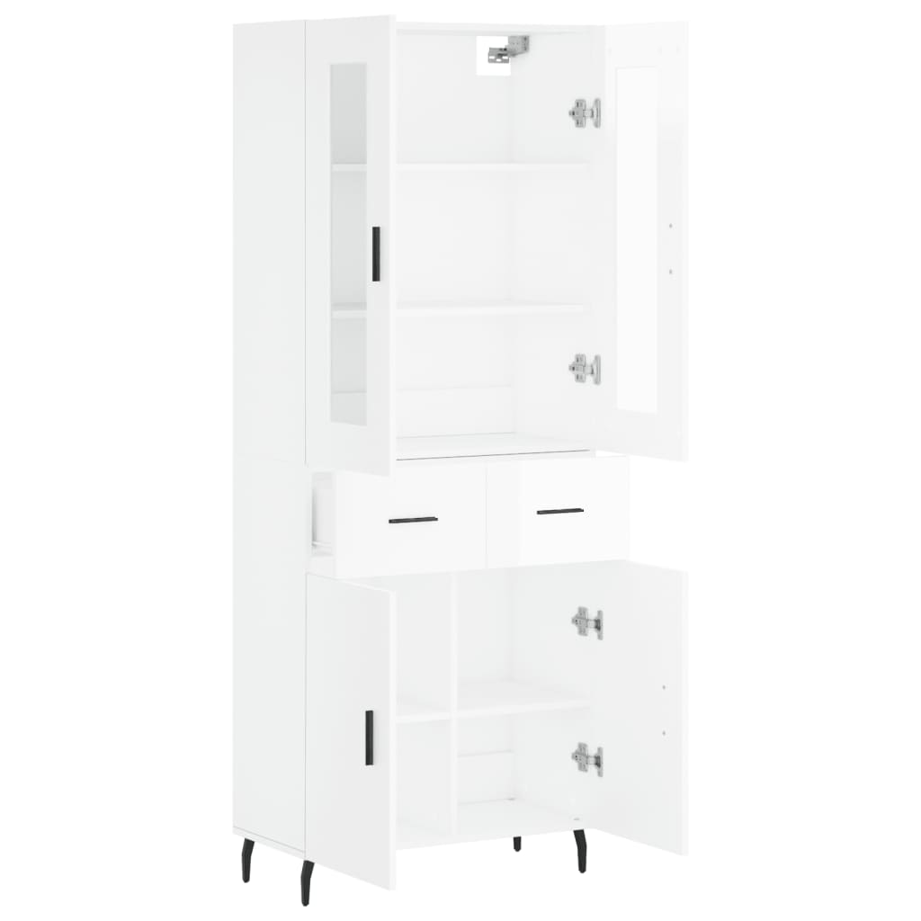 Image Buffet haut Blanc brillant 69,5x34x180 cm Bois d'ingénierie | Xios Store SNC vidaXL Xios Store SNC