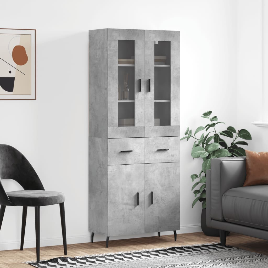 Image Buffet haut Gris béton 69,5x34x180 cm Bois d'ingénierie | Xios Store SNC vidaXL Xios Store SNC