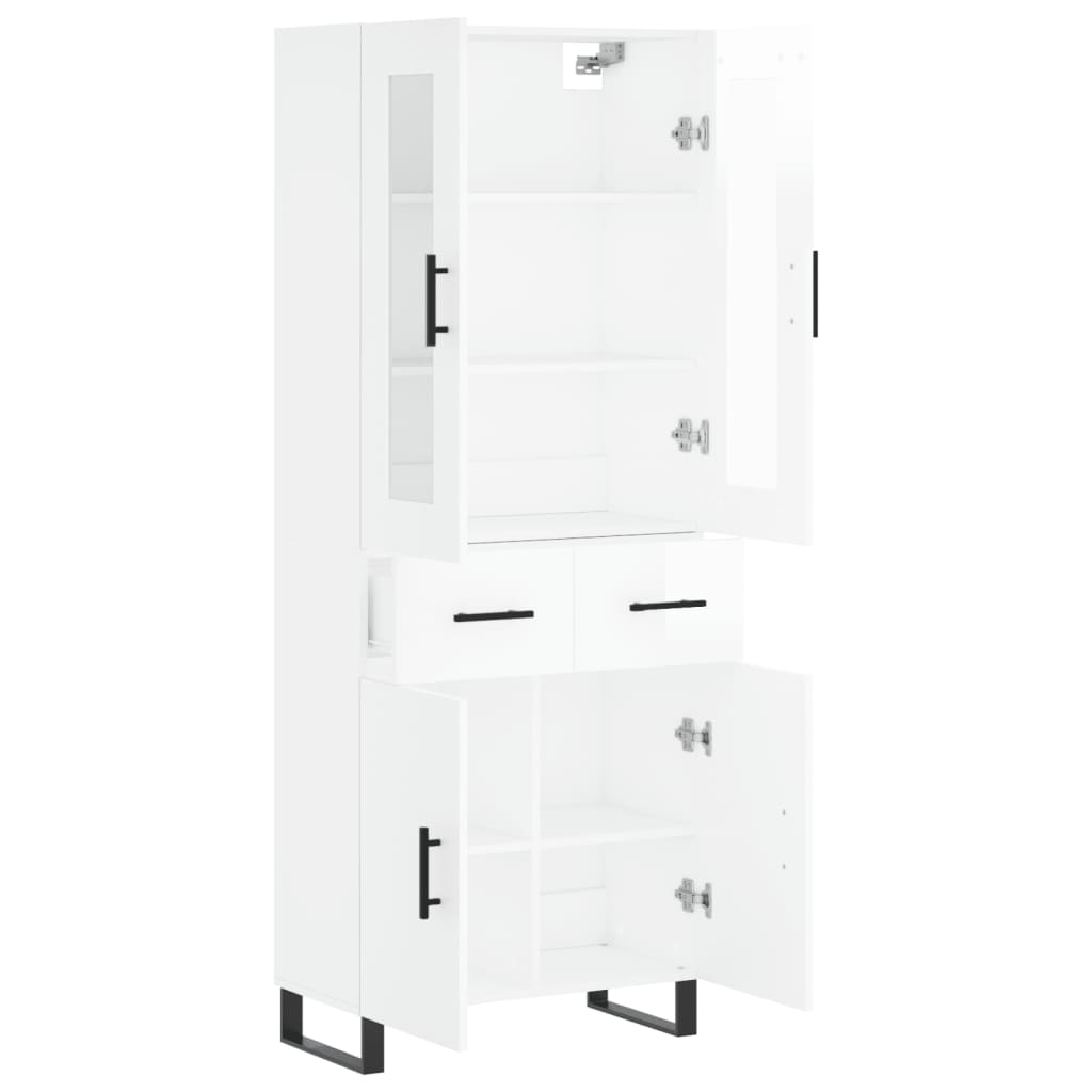 Image Buffet haut Blanc brillant 69,5x34x180 cm Bois d'ingénierie | Xios Store SNC vidaXL Xios Store SNC