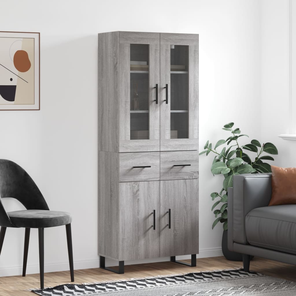 Image Buffet haut Sonoma gris 69,5x34x180 cm Bois d'ingénierie | Xios Store SNC vidaXL Xios Store SNC