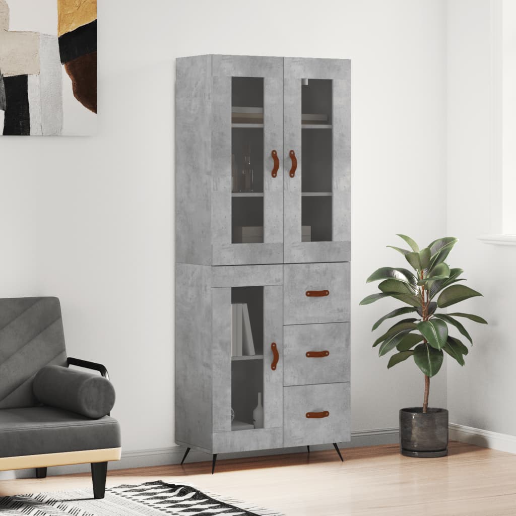 Image Buffet haut Gris béton 69,5x34x180 cm Bois d'ingénierie | Xios Store SNC vidaXL Xios Store SNC