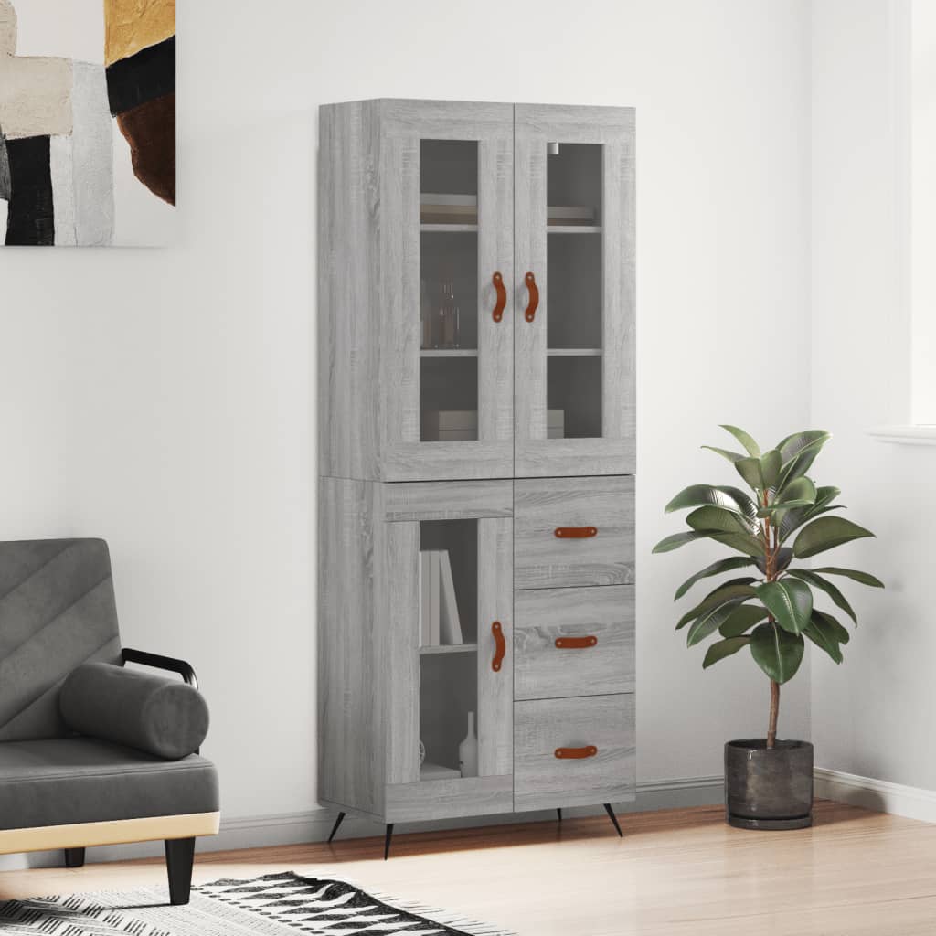 Image Buffet haut Sonoma gris 69,5x34x180 cm Bois d'ingénierie | Xios Store SNC vidaXL Xios Store SNC