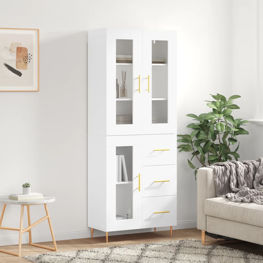 Image Buffet haut Blanc 69,5x34x180 cm Bois d'ingénierie | Xios Store SNC vidaXL Xios Store SNC