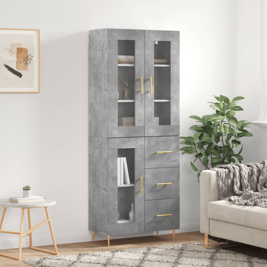 Image Buffet haut Gris béton 69,5x34x180 cm Bois d'ingénierie | Xios Store SNC vidaXL Xios Store SNC