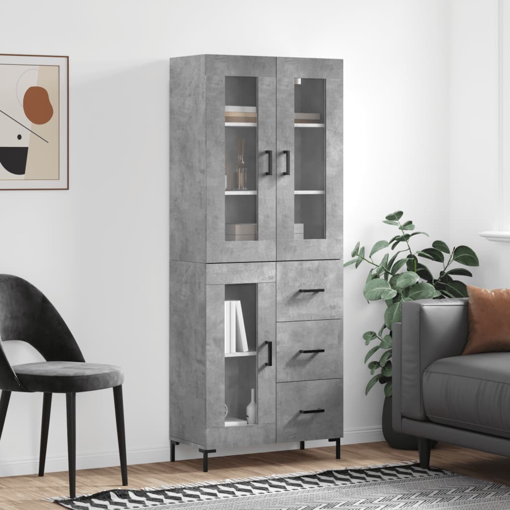 Image Buffet haut Gris béton 69,5x34x180 cm Bois d'ingénierie | Xios Store SNC vidaXL Xios Store SNC