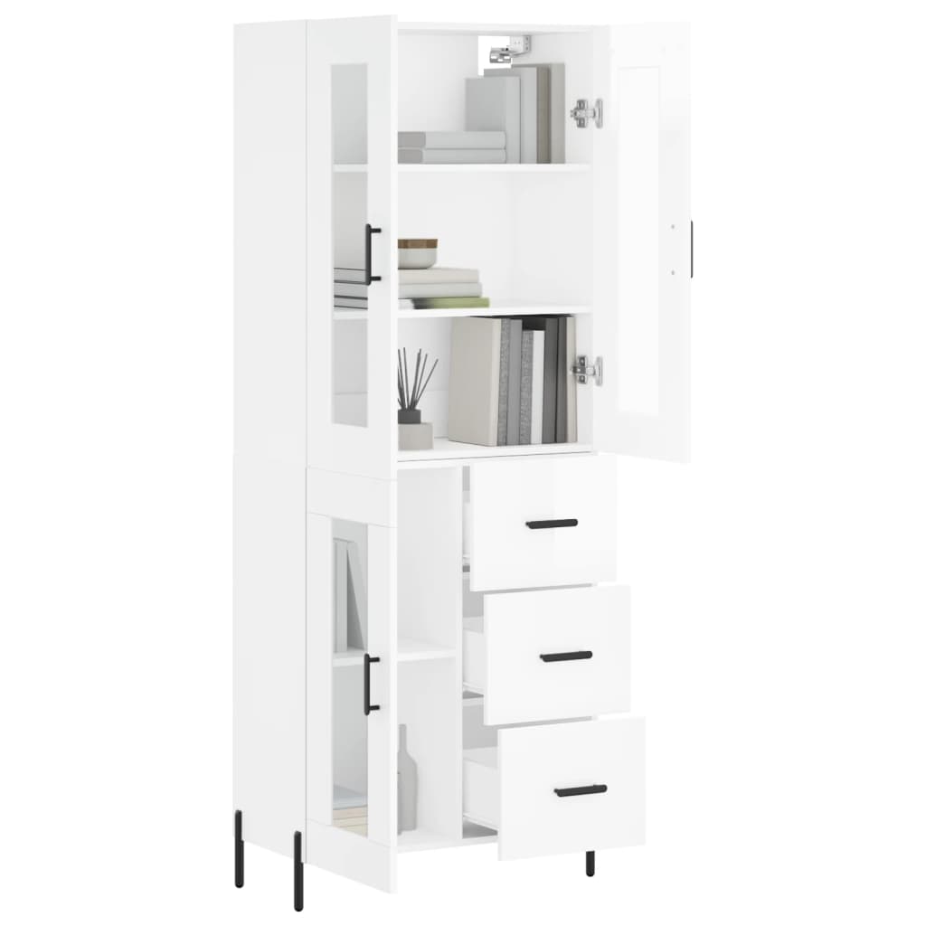 Image Buffet haut Blanc brillant 69,5x34x180 cm Bois d'ingénierie | Xios Store SNC vidaXL Xios Store SNC