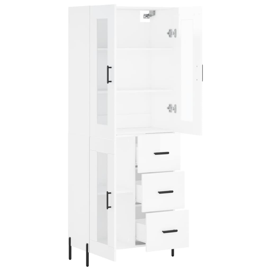 Image Buffet haut Blanc brillant 69,5x34x180 cm Bois d'ingénierie | Xios Store SNC vidaXL Xios Store SNC