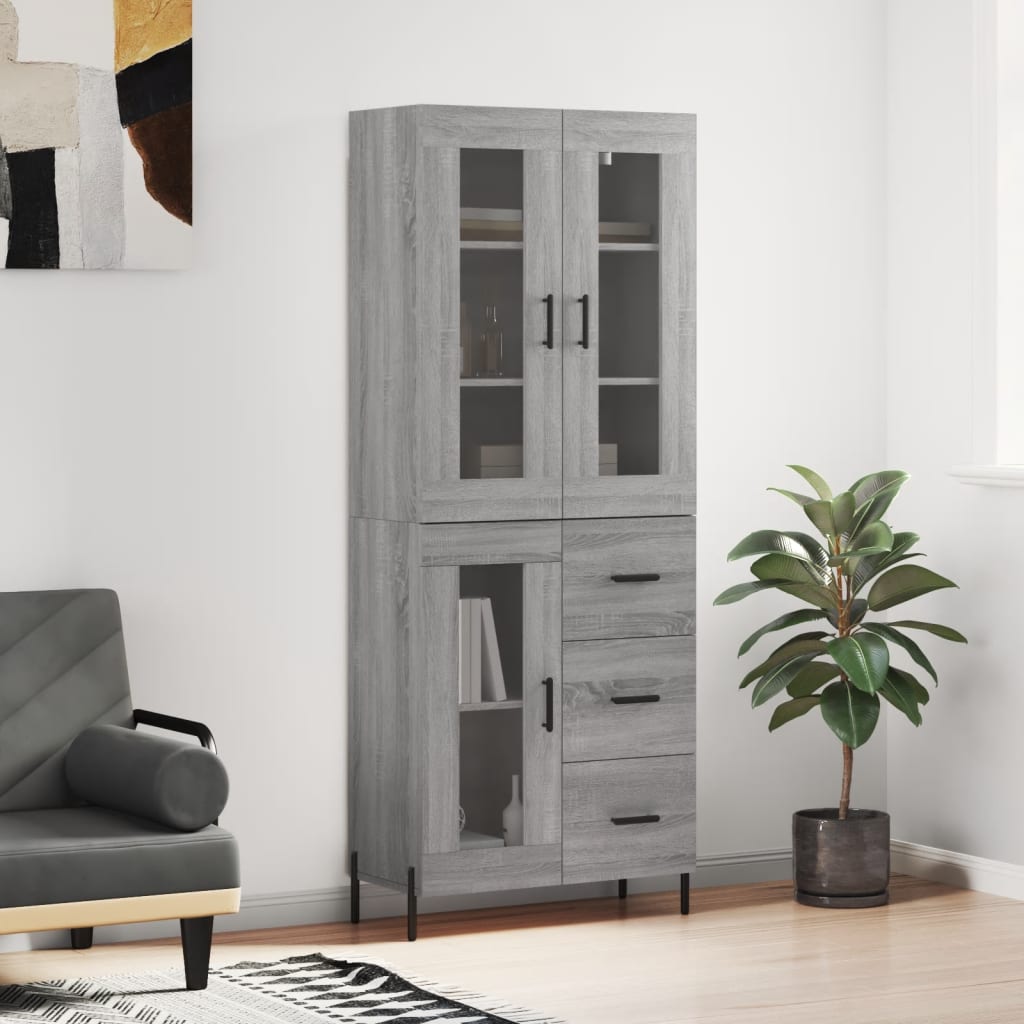 Image Buffet haut Sonoma gris 69,5x34x180 cm Bois d'ingénierie | Xios Store SNC vidaXL Xios Store SNC