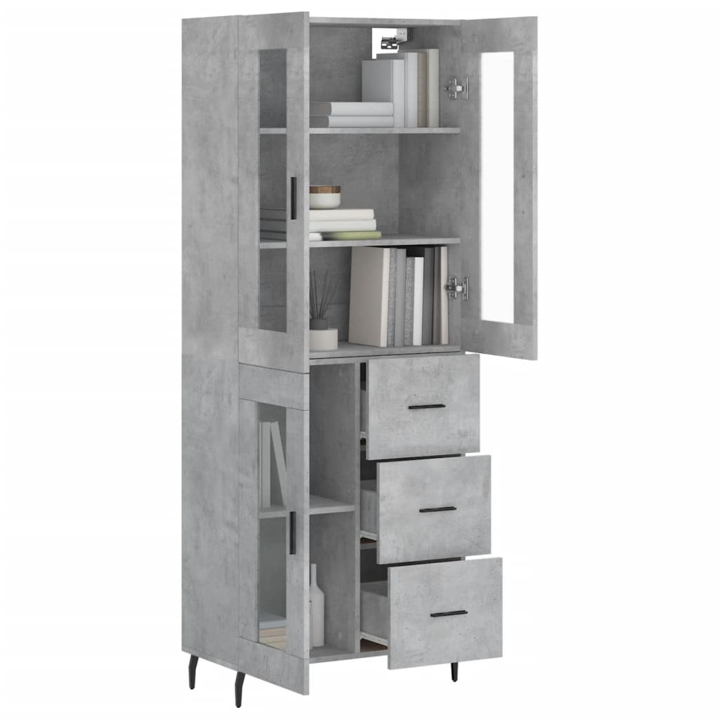 Image Buffet haut Gris béton 69,5x34x180 cm Bois d'ingénierie | Xios Store SNC vidaXL Xios Store SNC