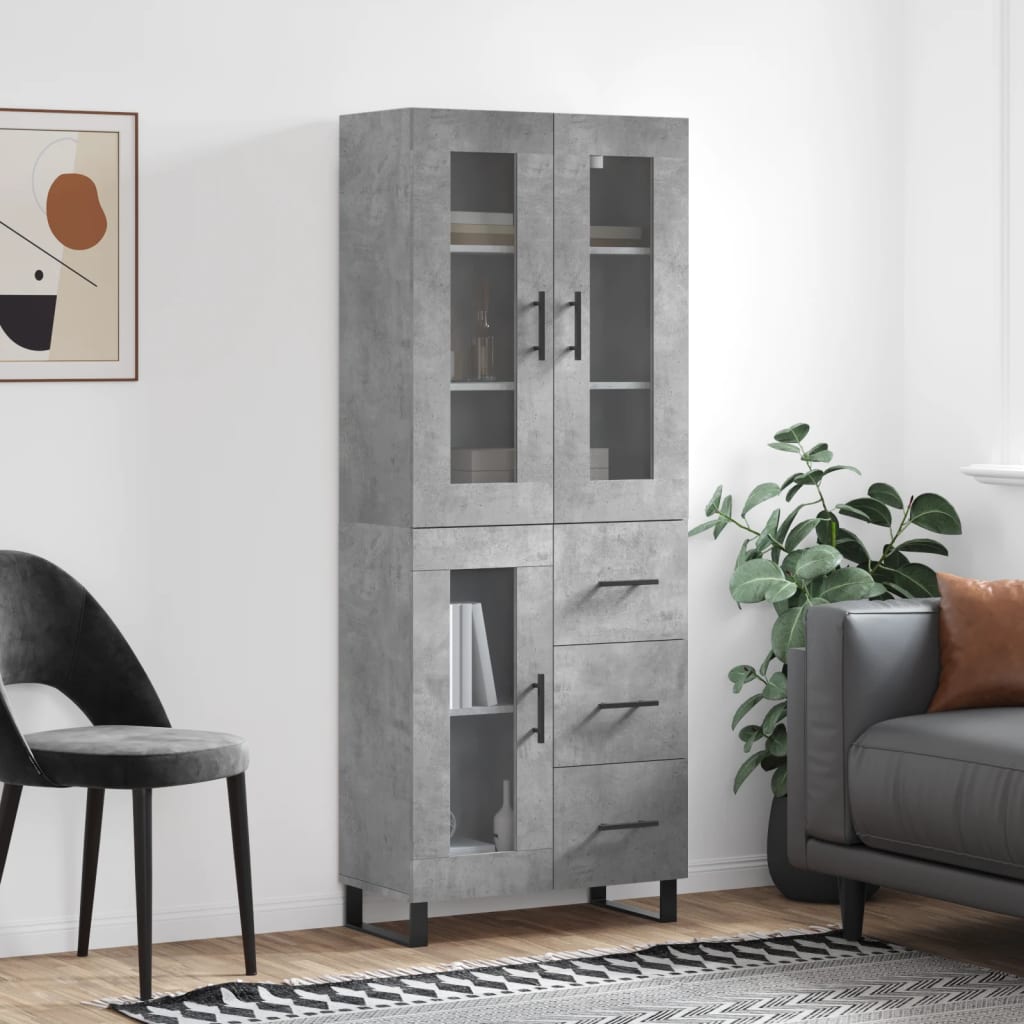 Image Buffet haut Gris béton 69,5x34x180 cm Bois d'ingénierie | Xios Store SNC vidaXL Xios Store SNC