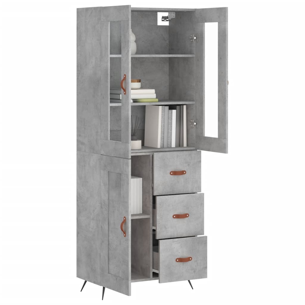 Image Buffet haut Gris béton 69,5x34x180 cm Bois d'ingénierie | Xios Store SNC vidaXL Xios Store SNC