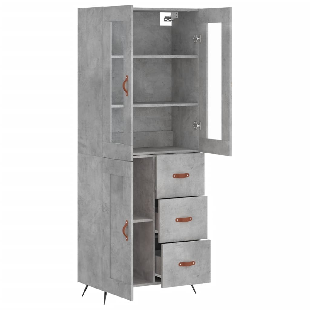 Image Buffet haut Gris béton 69,5x34x180 cm Bois d'ingénierie | Xios Store SNC vidaXL Xios Store SNC