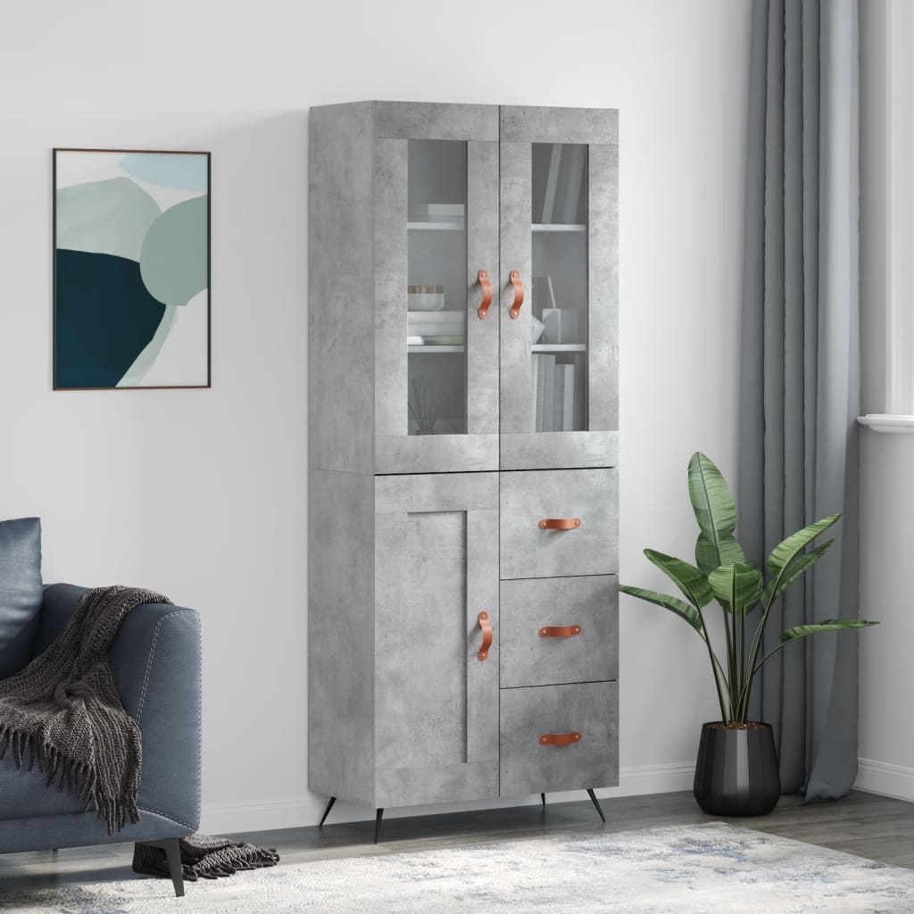 Image Buffet haut Gris béton 69,5x34x180 cm Bois d'ingénierie | Xios Store SNC vidaXL Xios Store SNC