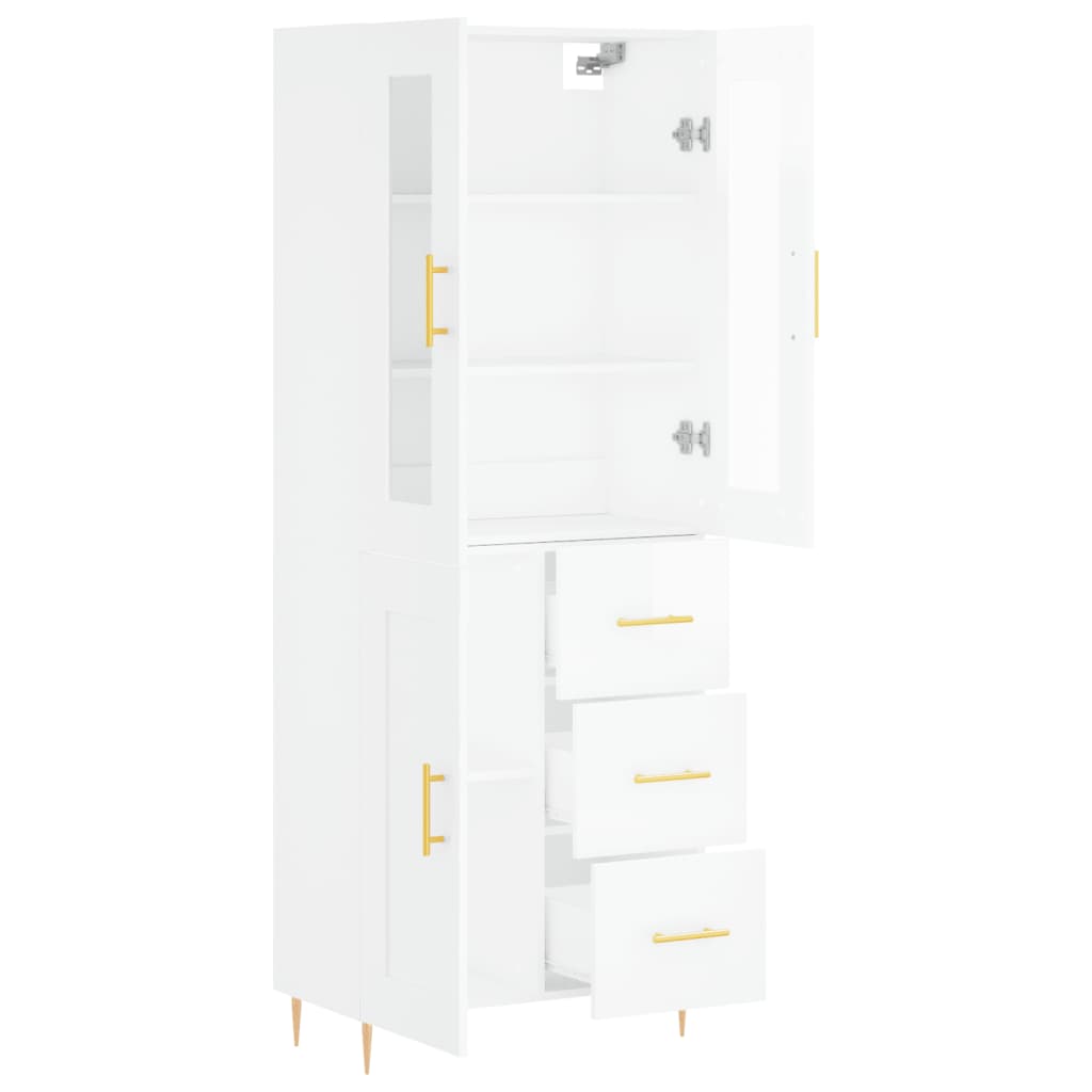 Image Buffet haut Blanc brillant 69,5x34x180 cm Bois d'ingénierie | Xios Store SNC vidaXL Xios Store SNC