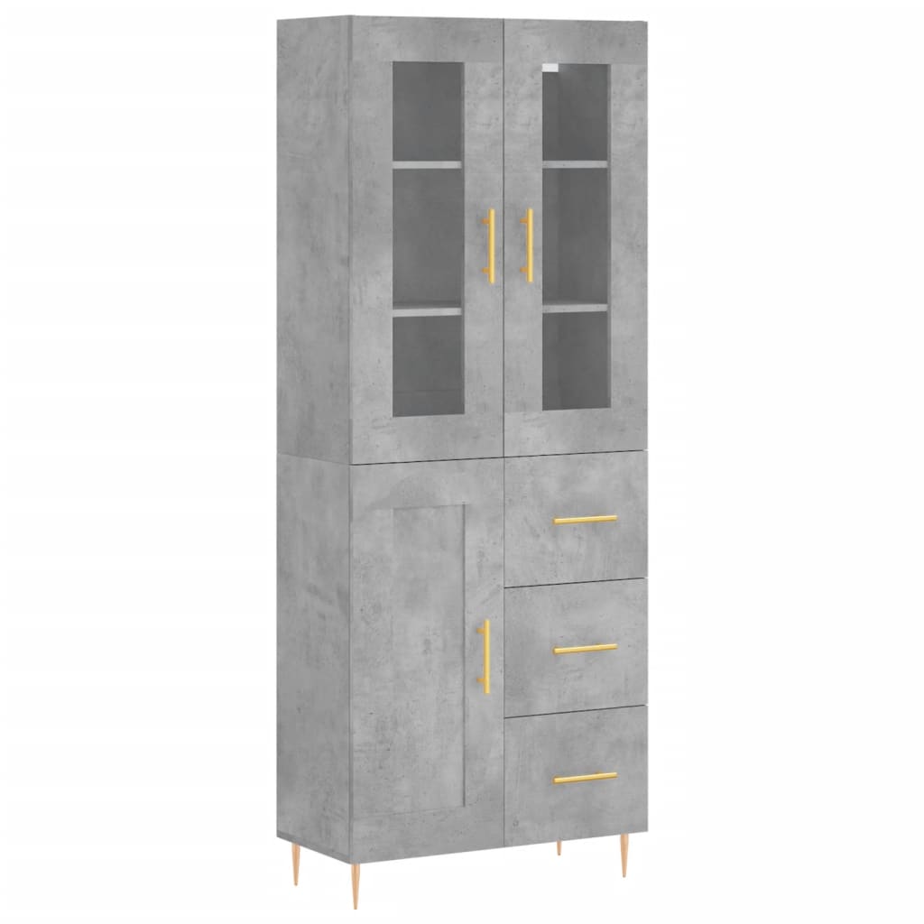 Image Buffet haut Gris béton 69,5x34x180 cm Bois d'ingénierie | Xios Store SNC vidaXL Xios Store SNC