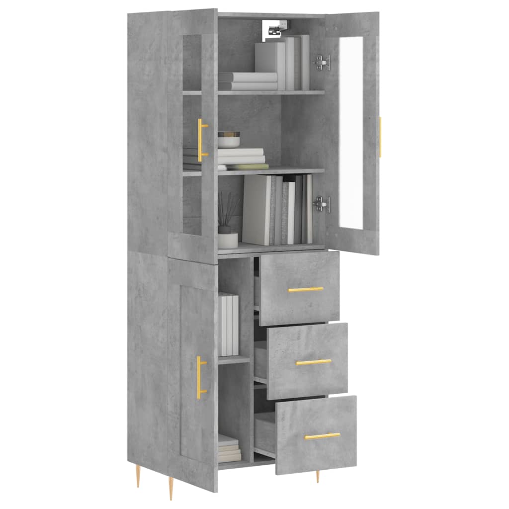 Image Buffet haut Gris béton 69,5x34x180 cm Bois d'ingénierie | Xios Store SNC vidaXL Xios Store SNC