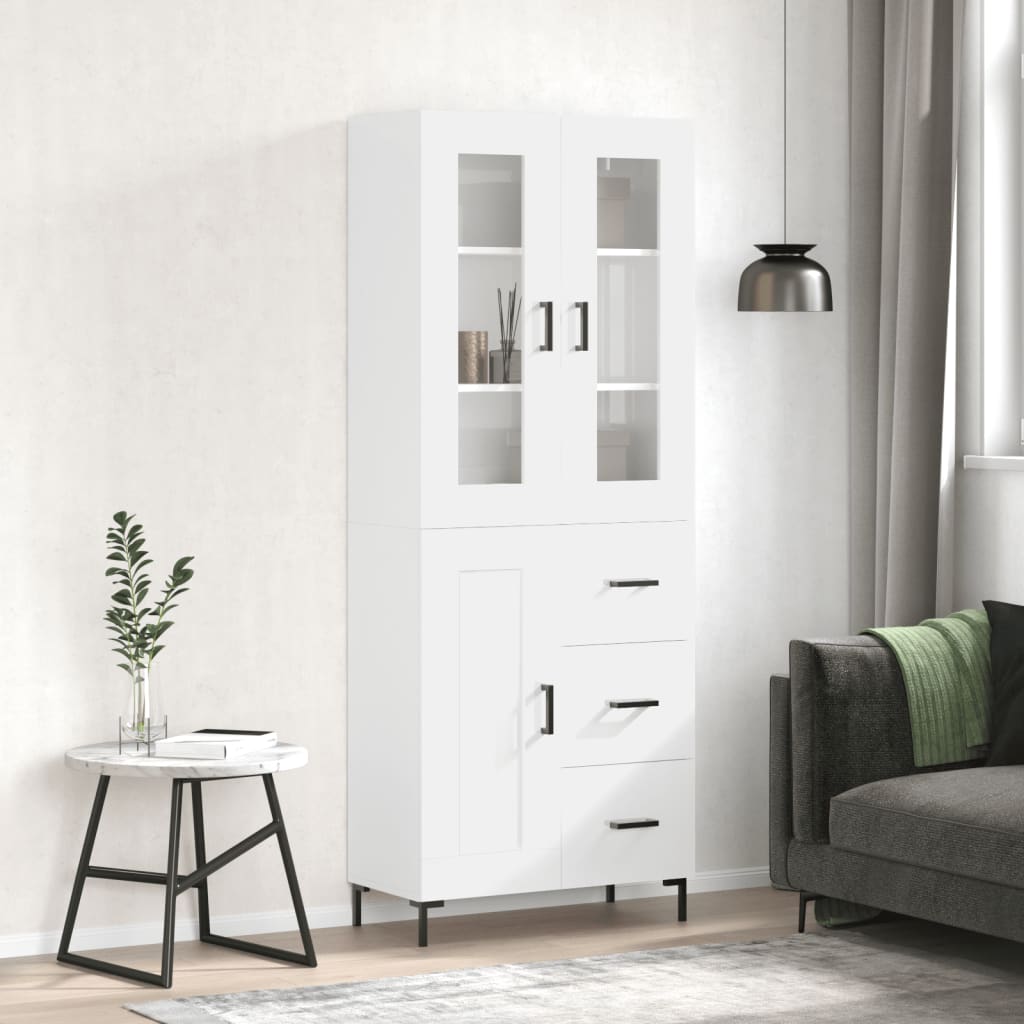 Image Buffet haut Blanc brillant 69,5x34x180 cm Bois d'ingénierie | Xios Store SNC vidaXL Xios Store SNC