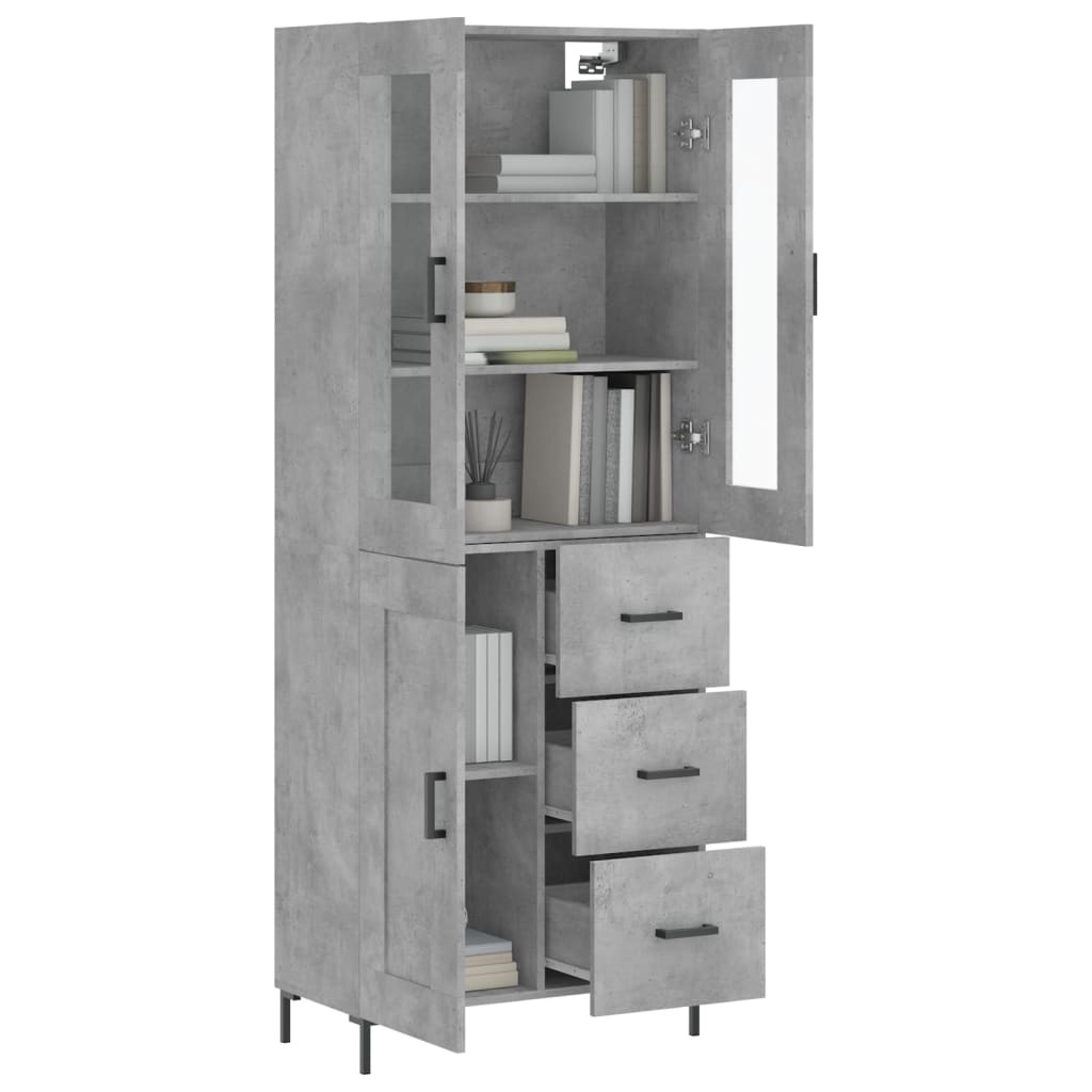 Image Buffet haut Gris béton 69,5x34x180 cm Bois d'ingénierie | Xios Store SNC vidaXL Xios Store SNC