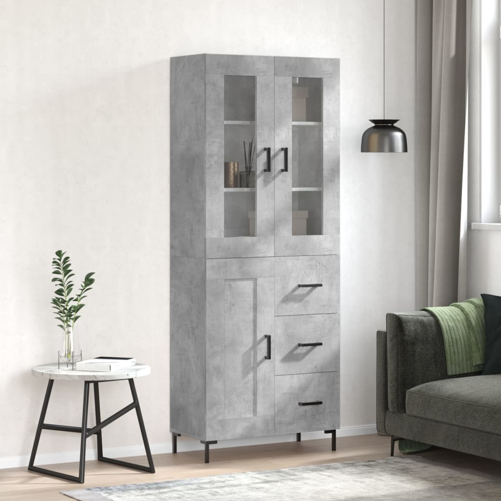 Image Buffet haut Gris béton 69,5x34x180 cm Bois d'ingénierie | Xios Store SNC vidaXL Xios Store SNC