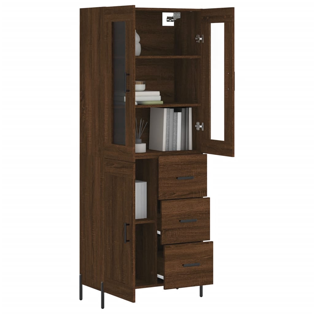 Image Buffet haut Chêne marron 69,5x34x180 cm Bois d'ingénierie | Xios Store SNC vidaXL Xios Store SNC