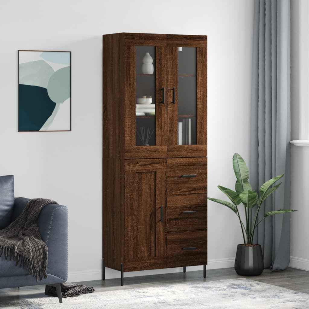 Image Buffet haut Chêne marron 69,5x34x180 cm Bois d'ingénierie | Xios Store SNC vidaXL Xios Store SNC