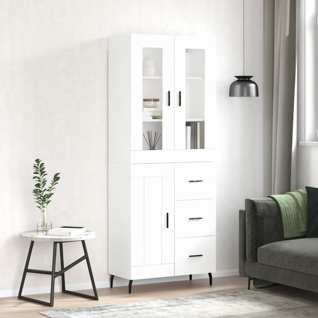 Image Buffet haut Blanc 69,5x34x180 cm Bois d'ingénierie | Xios Store SNC vidaXL Xios Store SNC