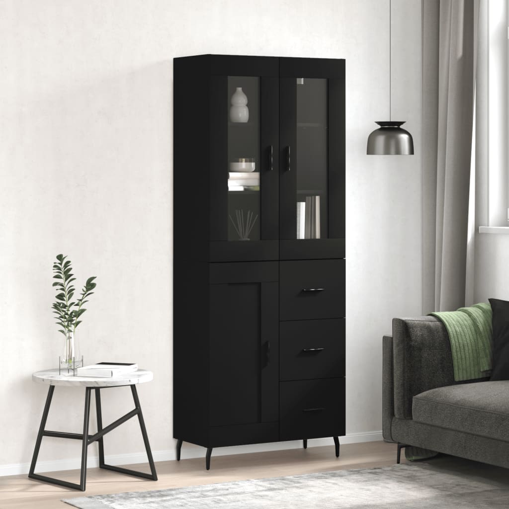 Image Buffet haut Noir 69,5x34x180 cm Bois d'ingénierie | Xios Store SNC vidaXL Xios Store SNC