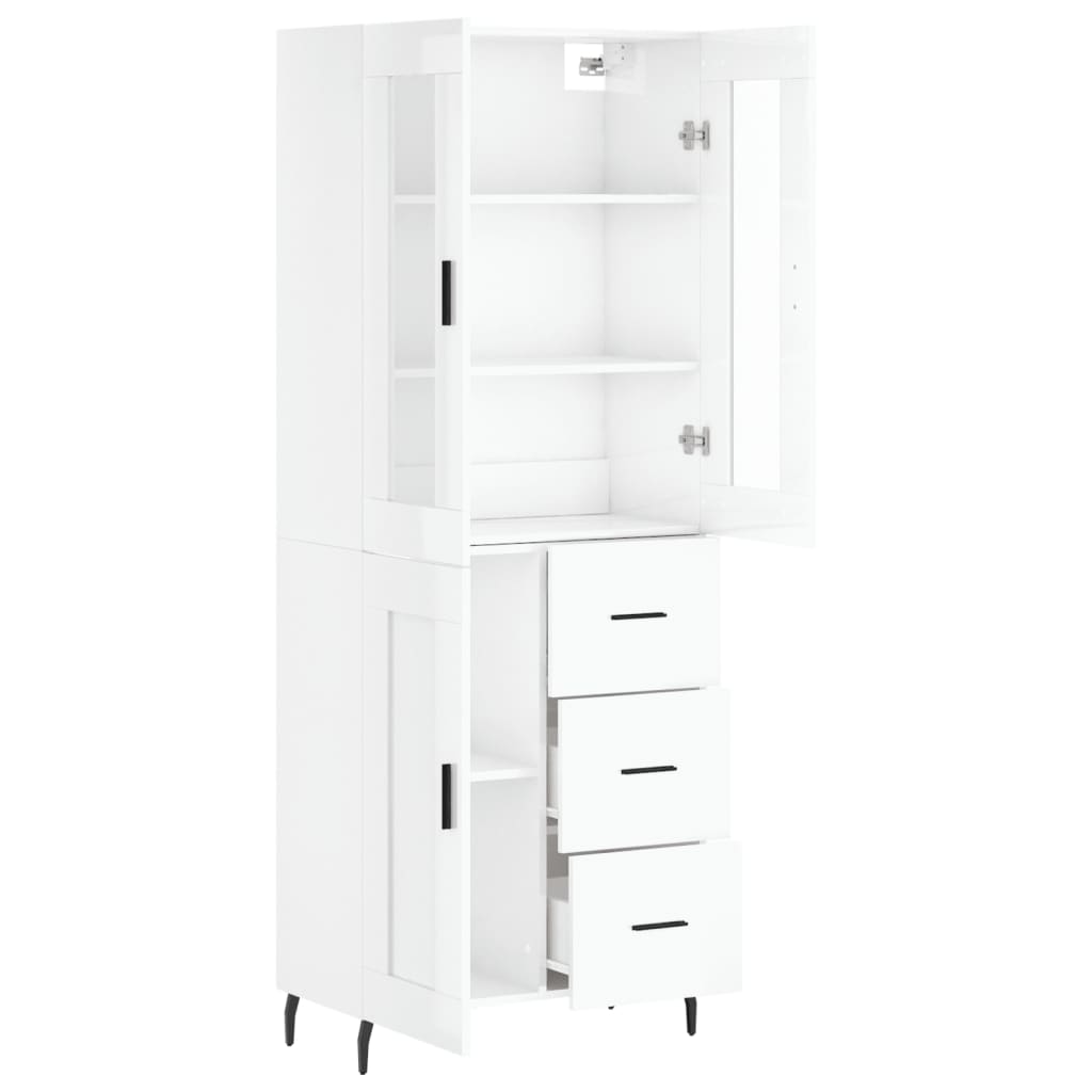 Image Buffet haut Blanc brillant 69,5x34x180 cm Bois d'ingénierie | Xios Store SNC vidaXL Xios Store SNC