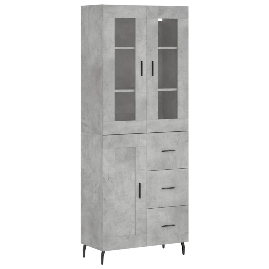 Image Buffet haut Gris béton 69,5x34x180 cm Bois d'ingénierie | Xios Store SNC vidaXL Xios Store SNC