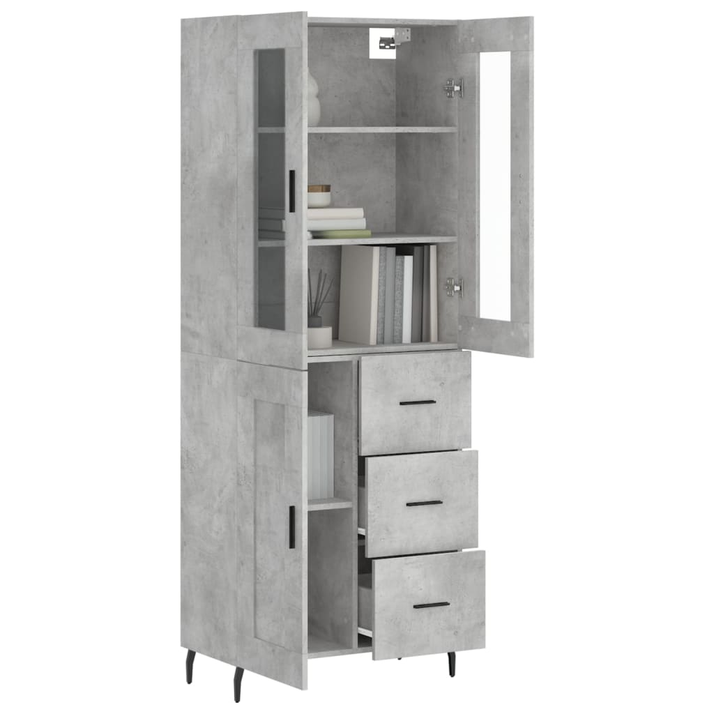 Image Buffet haut Gris béton 69,5x34x180 cm Bois d'ingénierie | Xios Store SNC vidaXL Xios Store SNC