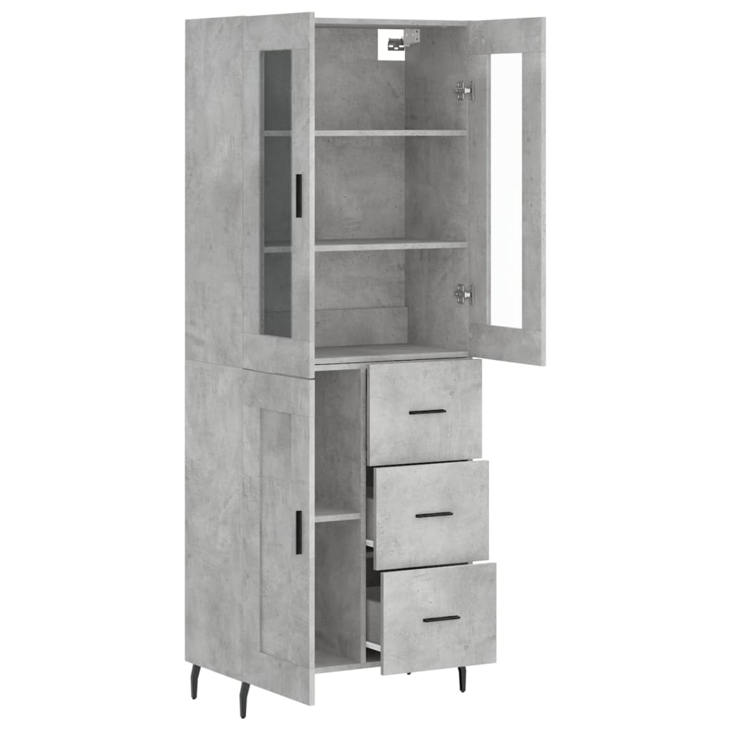 Image Buffet haut Gris béton 69,5x34x180 cm Bois d'ingénierie | Xios Store SNC vidaXL Xios Store SNC