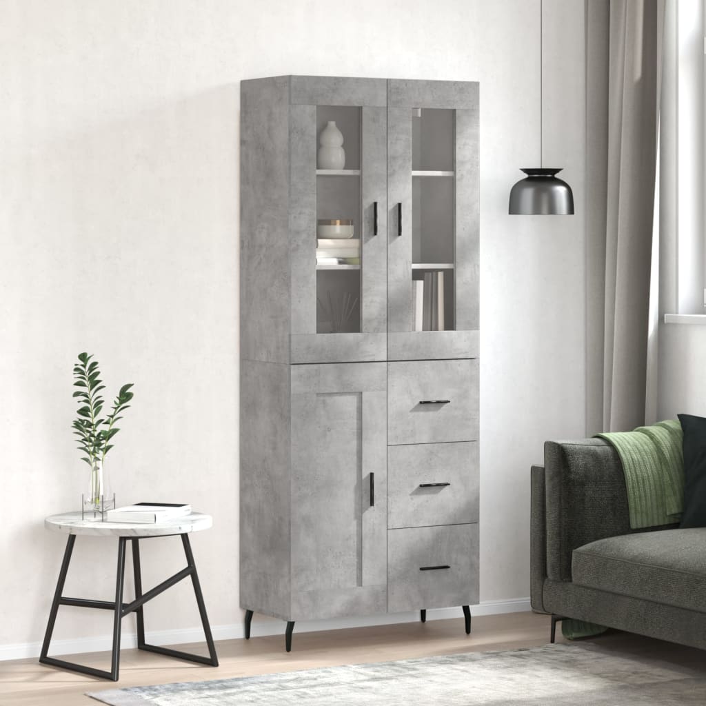 Image Buffet haut Gris béton 69,5x34x180 cm Bois d'ingénierie | Xios Store SNC vidaXL Xios Store SNC