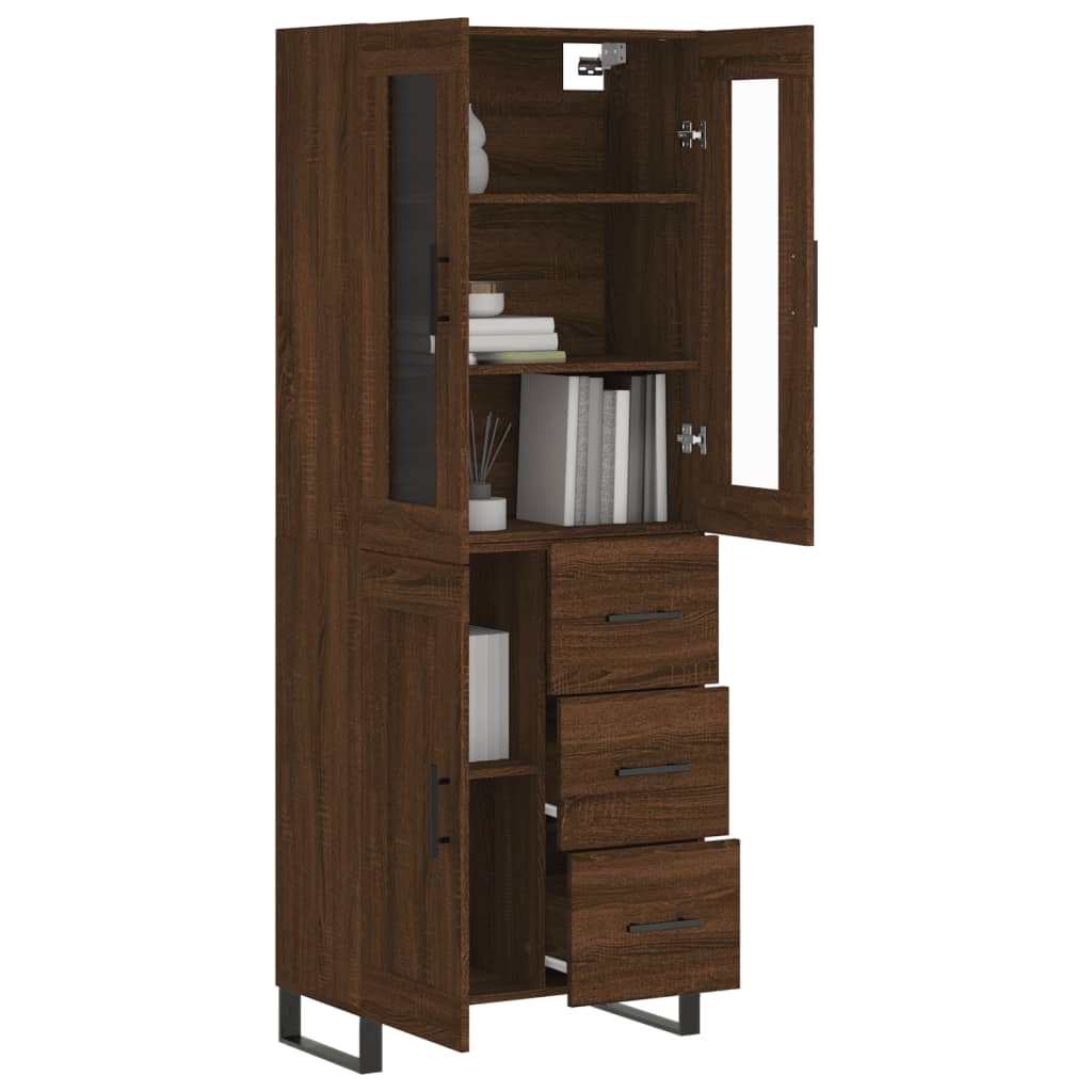 Image Buffet haut Chêne marron 69,5x34x180 cm Bois d'ingénierie | Xios Store SNC vidaXL Xios Store SNC